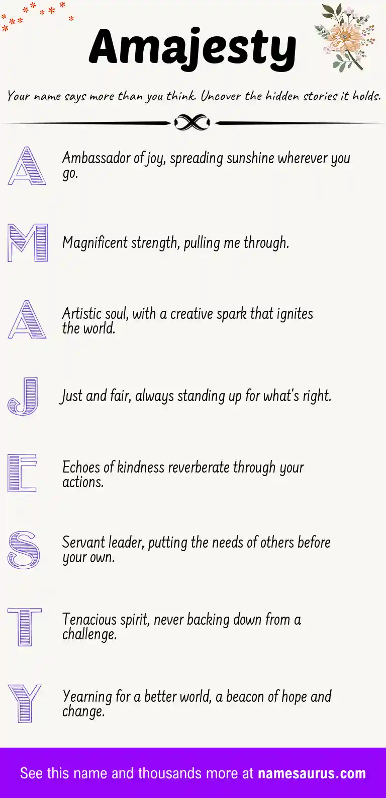 Acrostic poem about Amajesty.