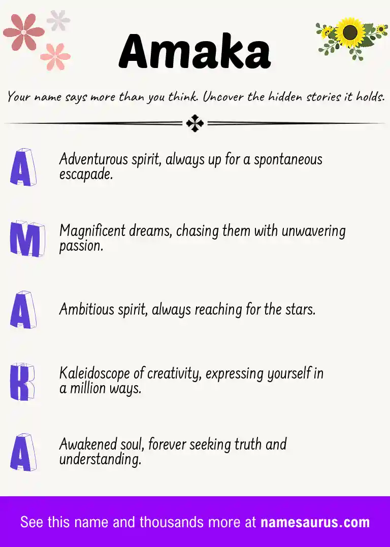 Acrostic poem about Amaka.