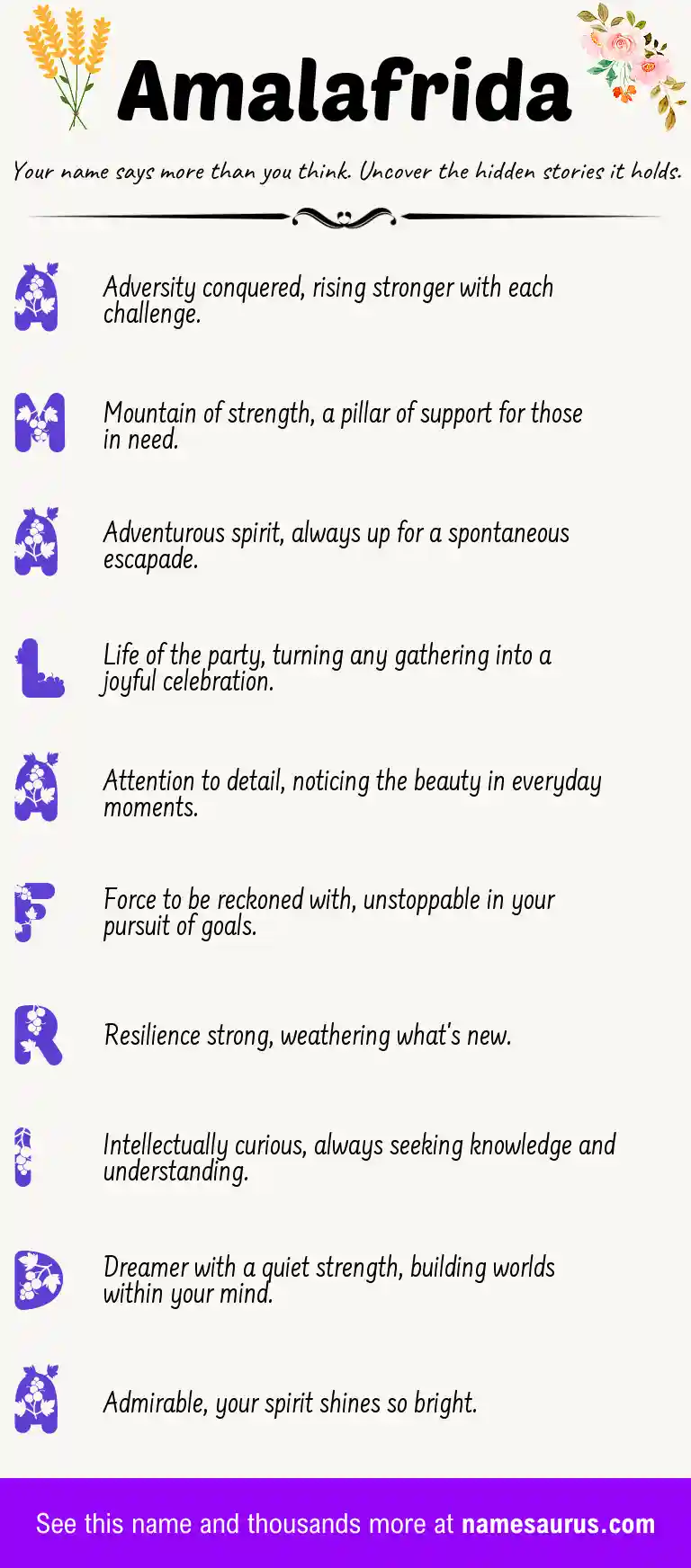 Acrostic poem about Amalafrida.