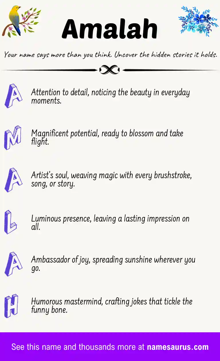 Acrostic poem about Amalah.