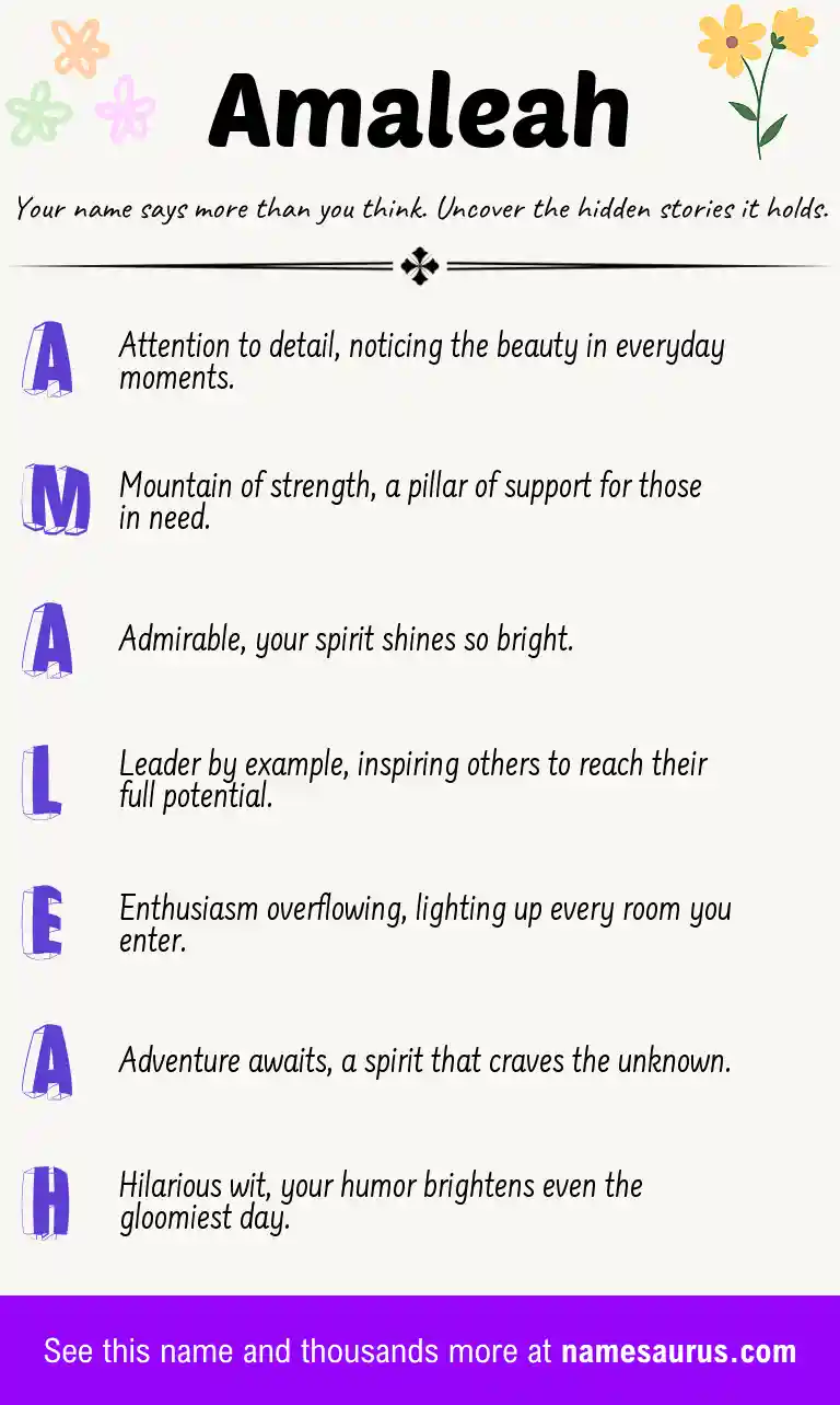 Acrostic poem about Amaleah.
