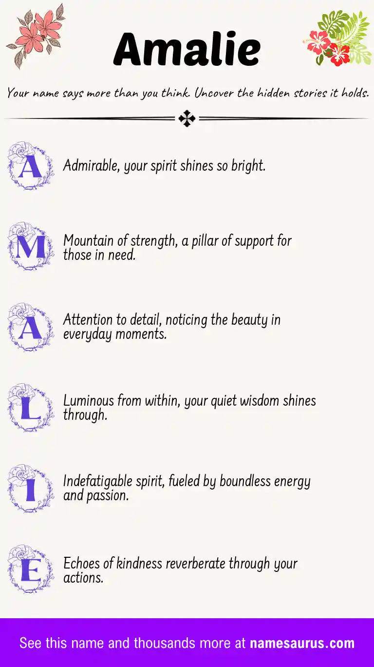 Acrostic poem about Amalie.