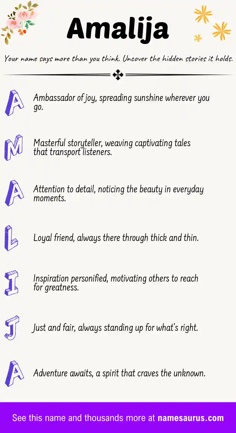 Acrostic poem about Amalija.