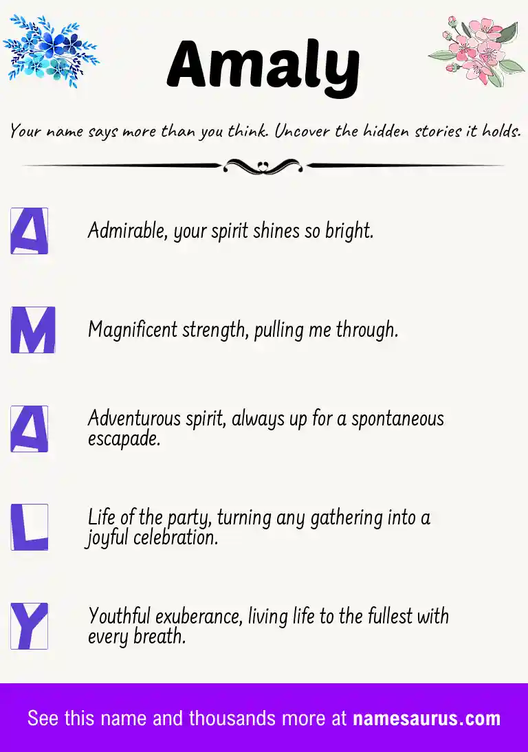 Acrostic poem about Amaly.