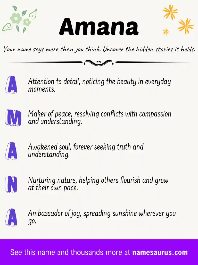 Acrostic poem about Amana.