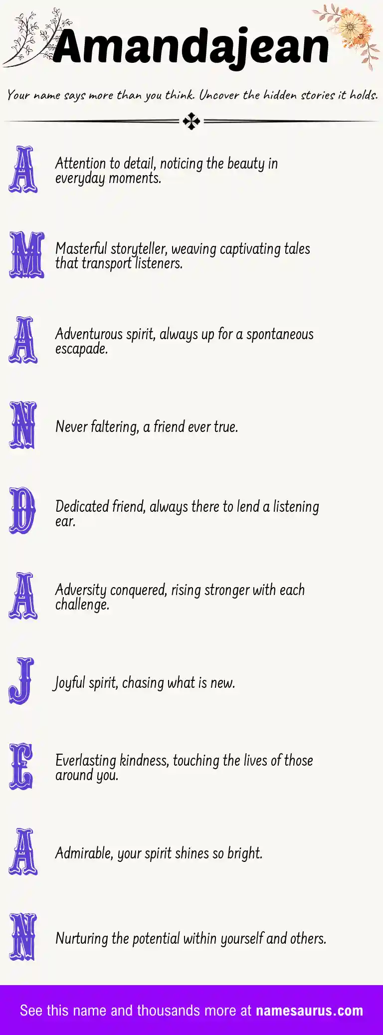 Acrostic poem about Amandajean.