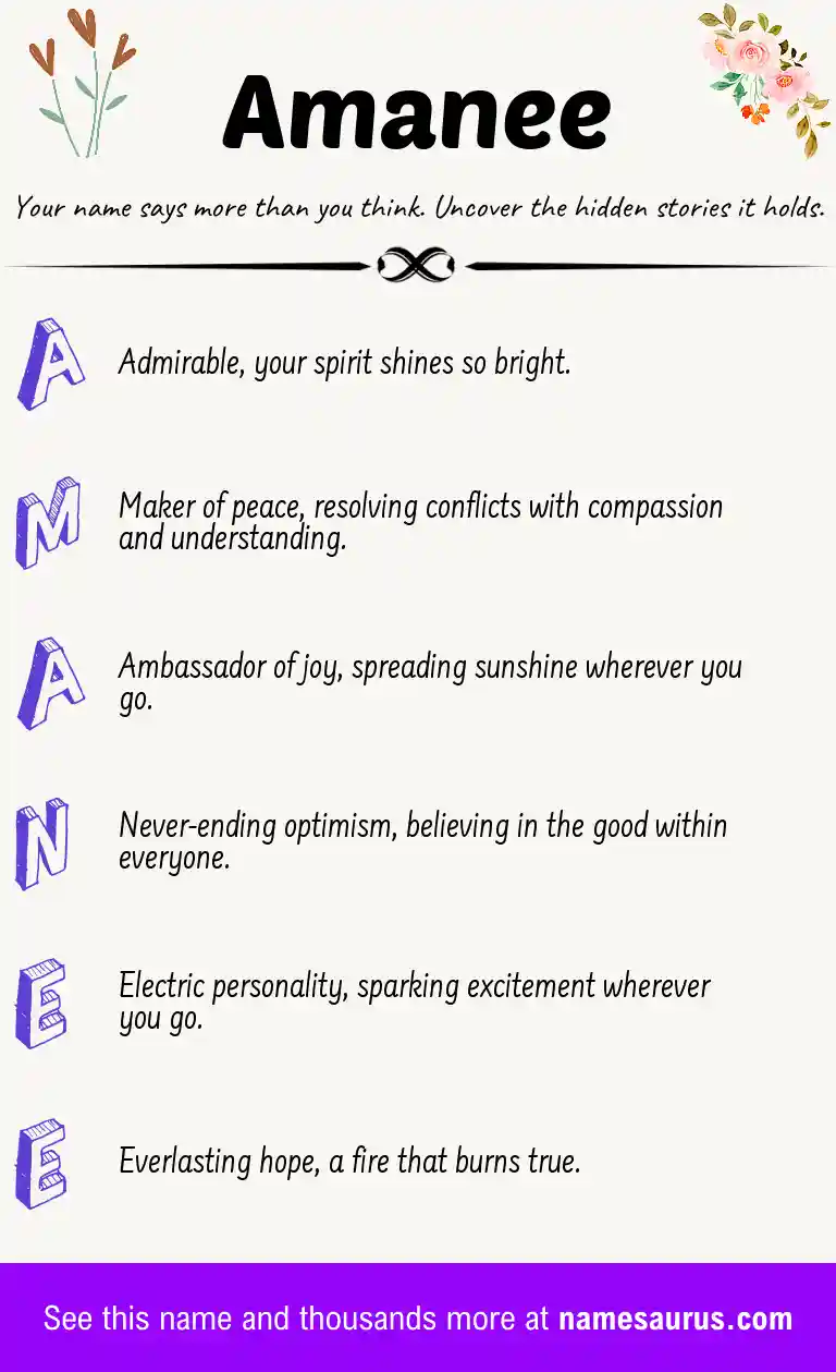 Acrostic poem about Amanee.