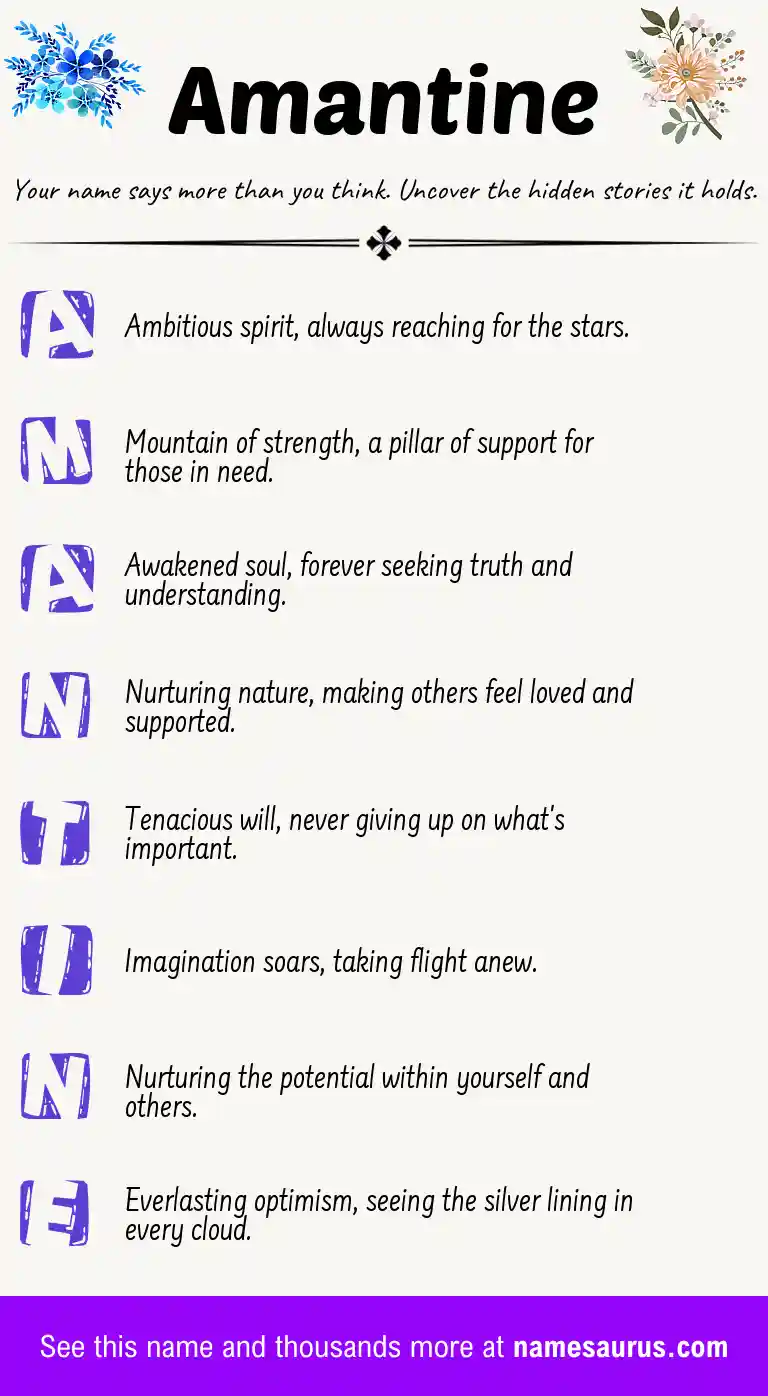 Acrostic poem about Amantine.