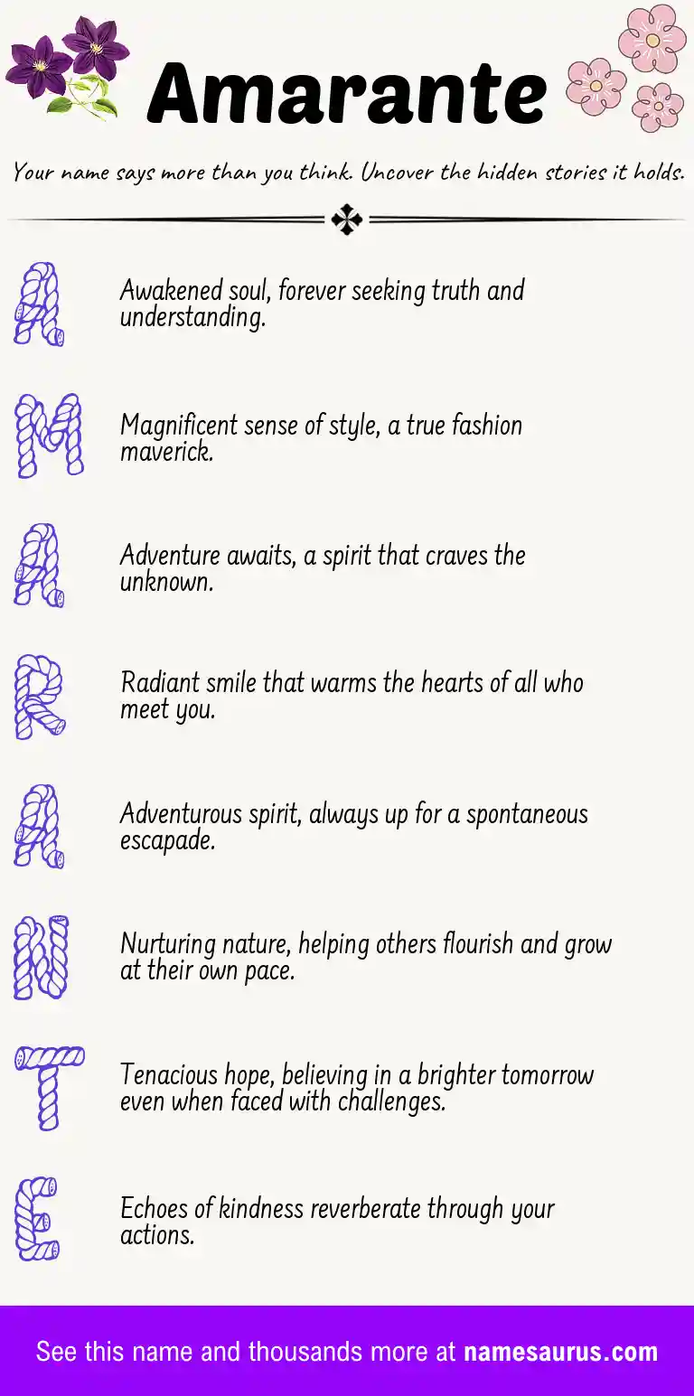 Acrostic poem about Amarante.