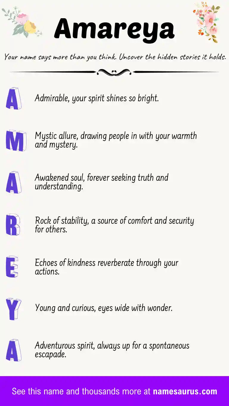 Acrostic poem about Amareya.