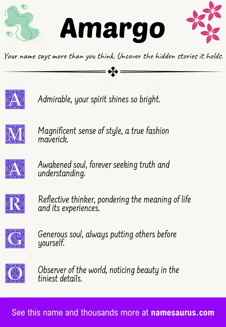Acrostic poem about Amargo.