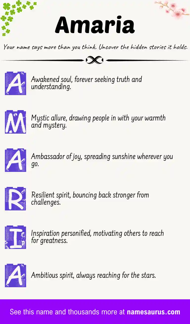 Acrostic poem about Amaria.