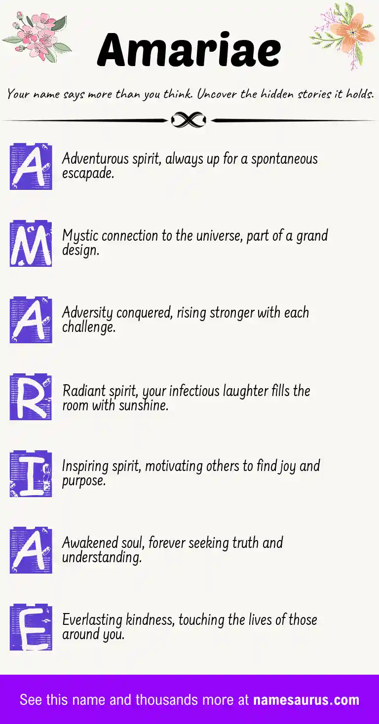 Acrostic poem about Amariae.