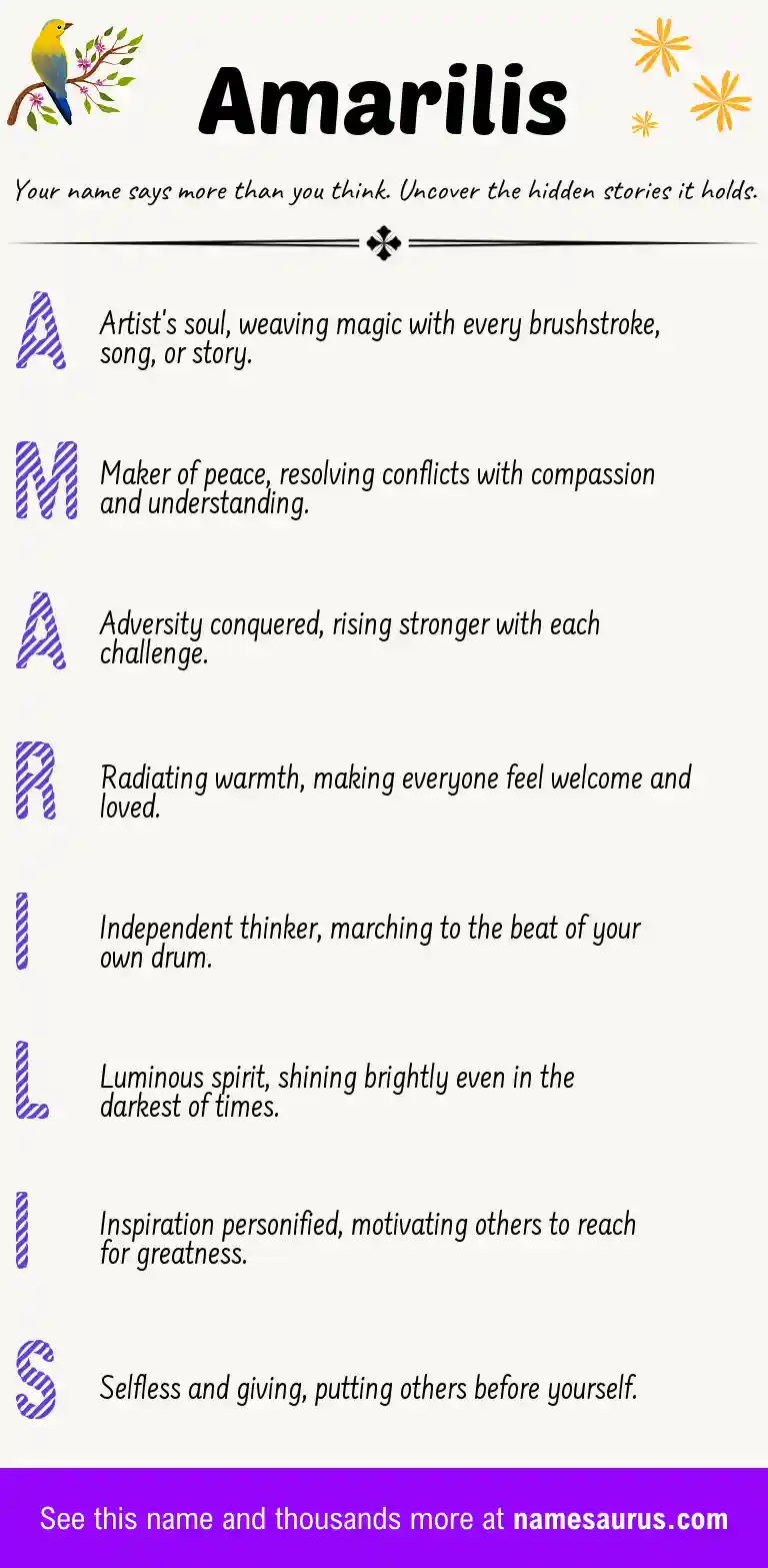 Acrostic poem about Amarilis.