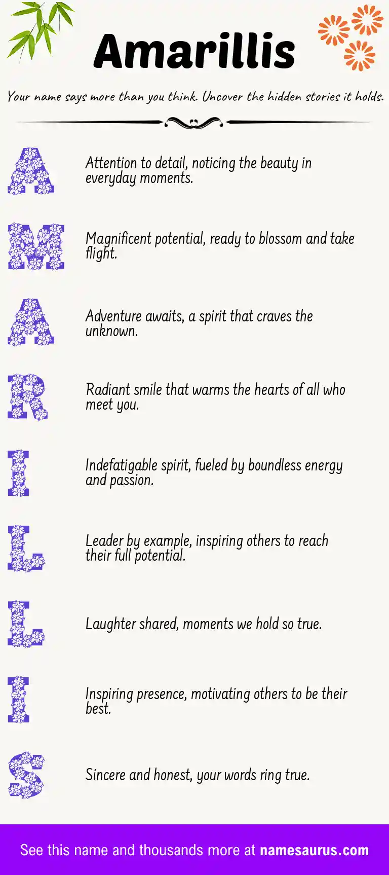 Acrostic poem about Amarillis.