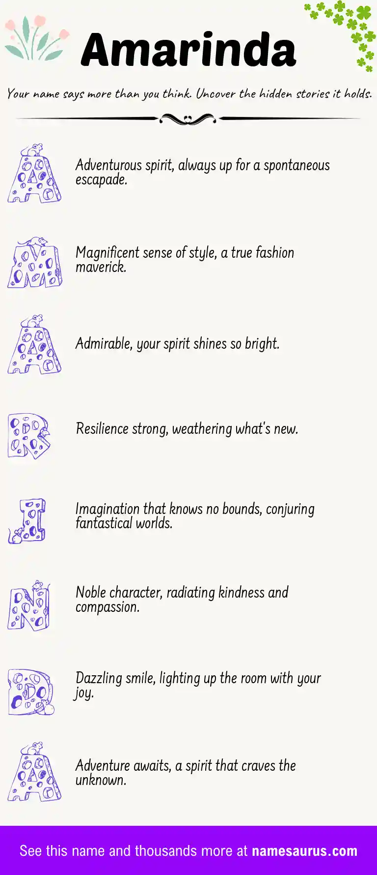 Acrostic poem about Amarinda.