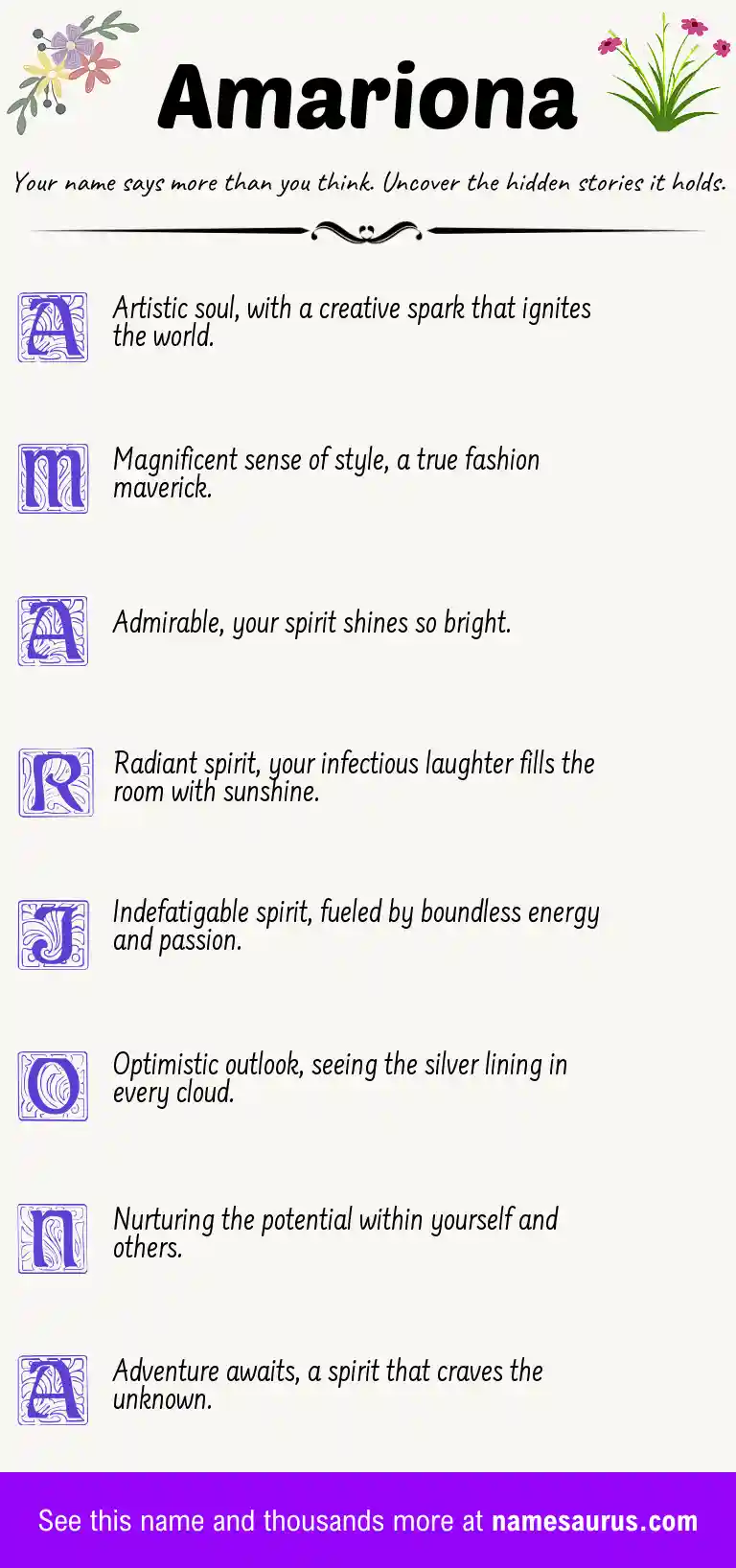 Acrostic poem about Amariona.