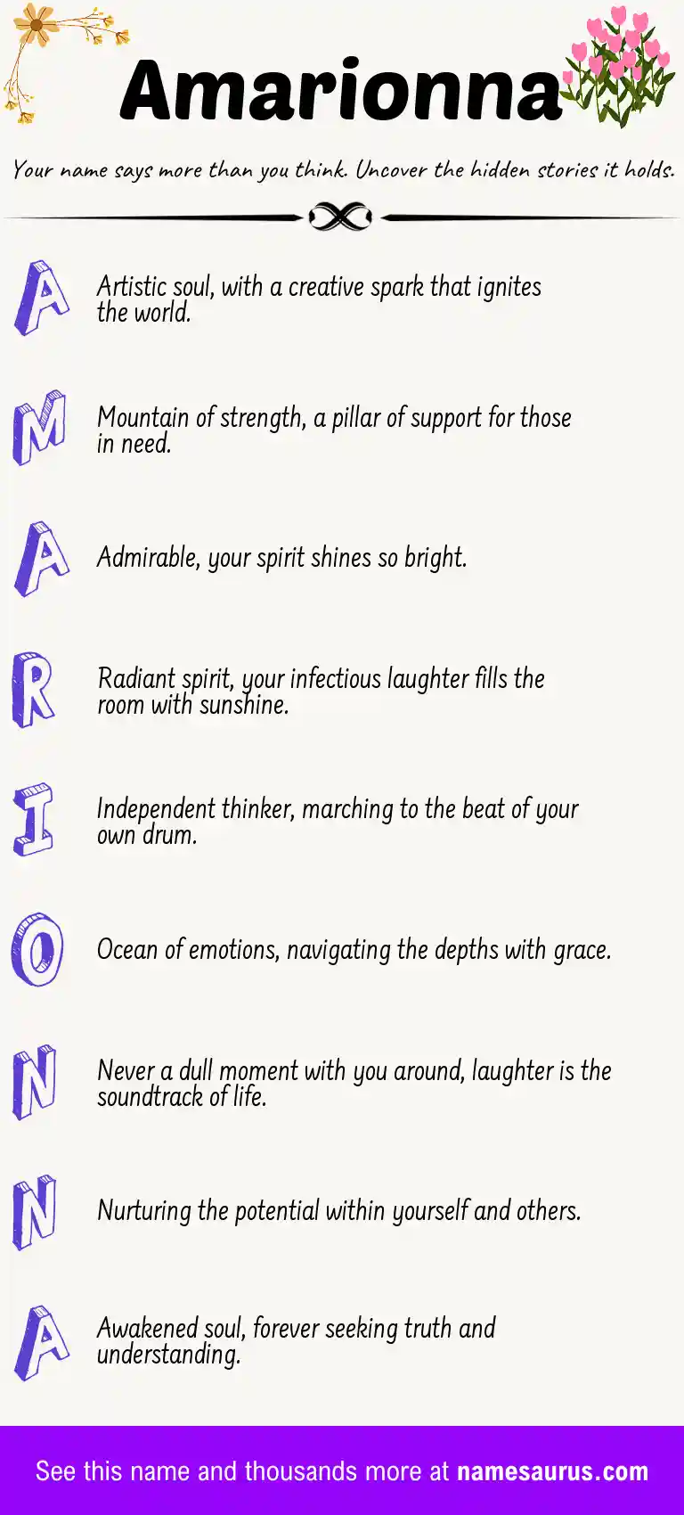 Acrostic poem about Amarionna.