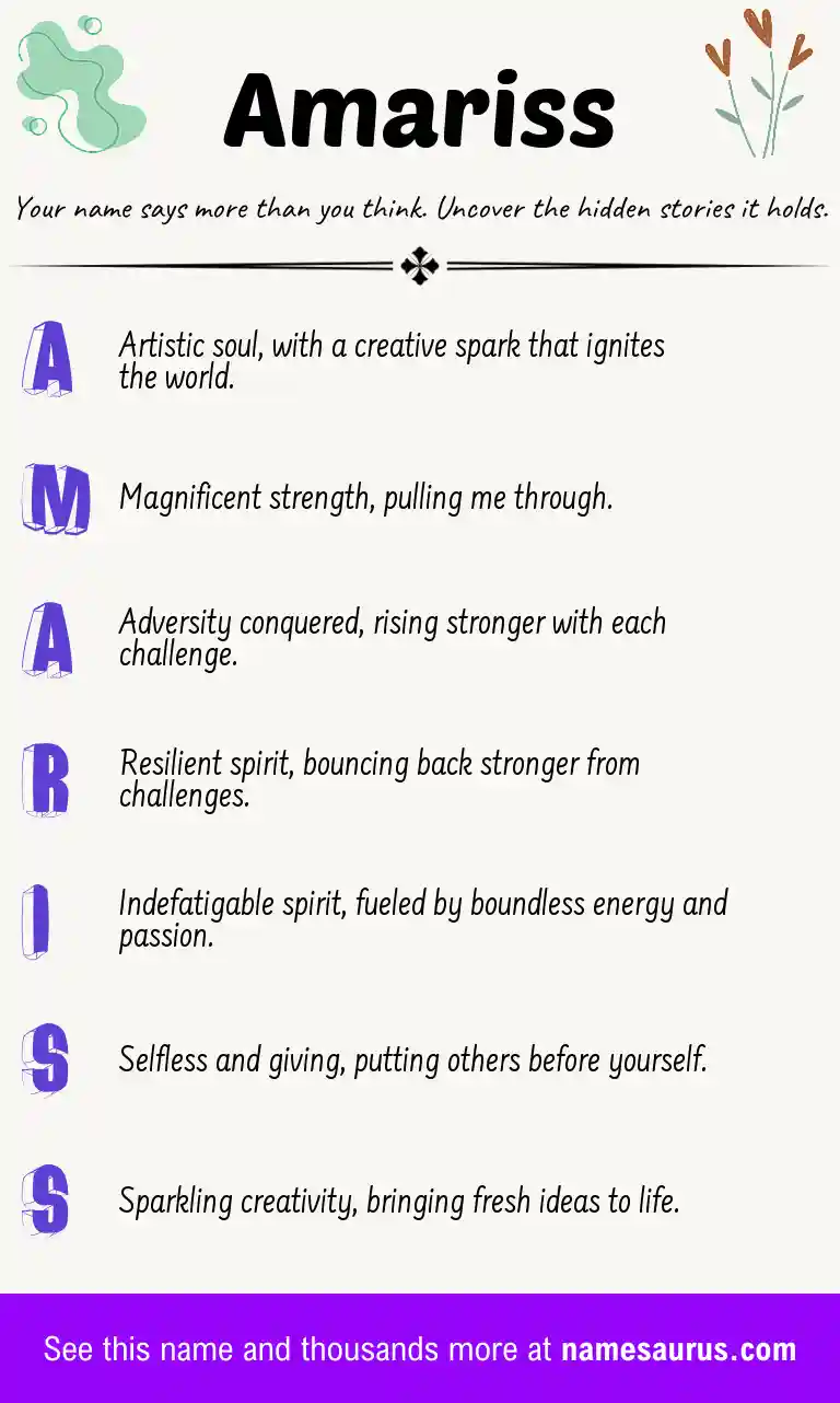 Acrostic poem about Amariss.