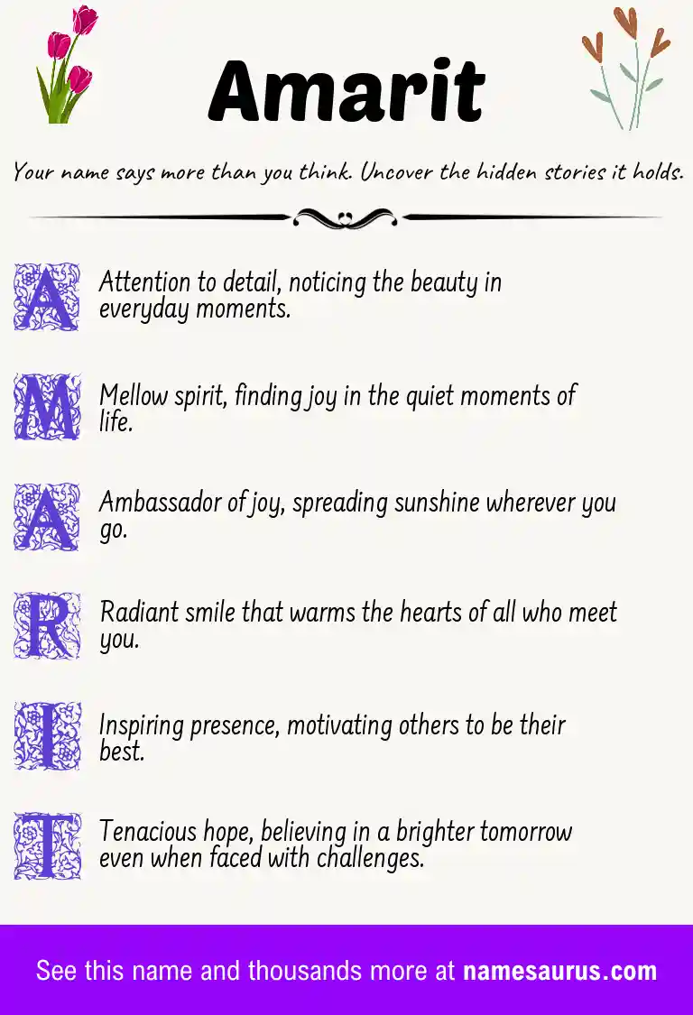 Acrostic poem about Amarit.