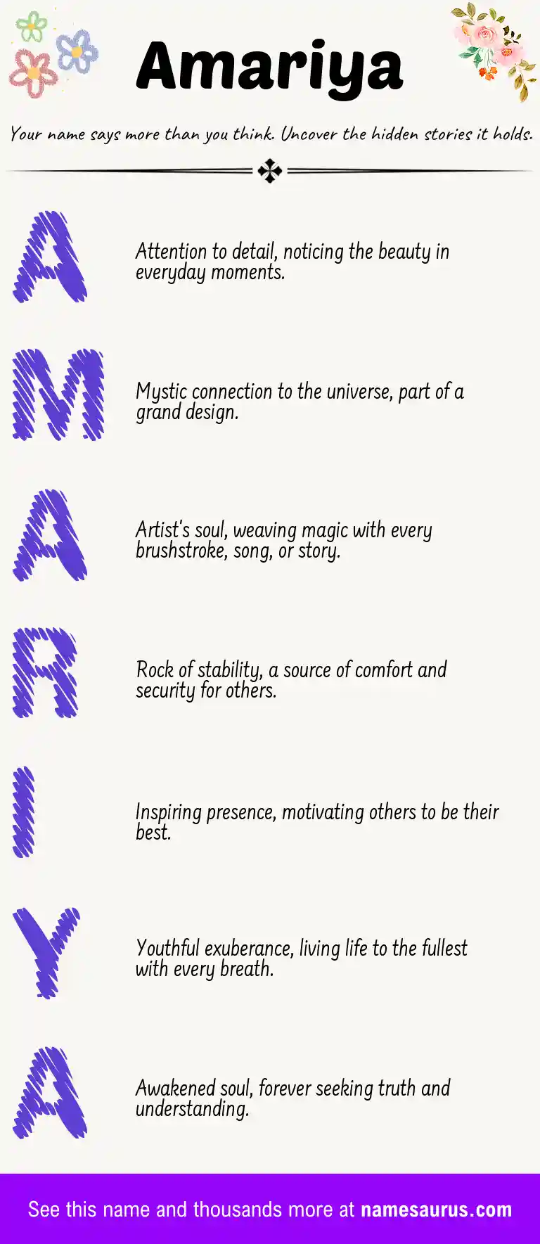Acrostic poem about Amariya.