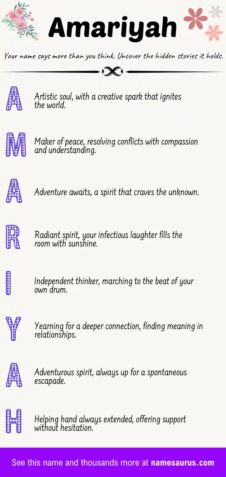 Acrostic poem about Amariyah.
