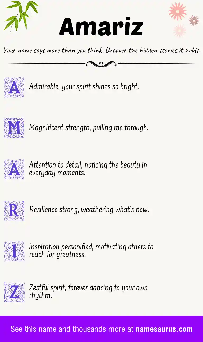 Acrostic poem about Amariz.