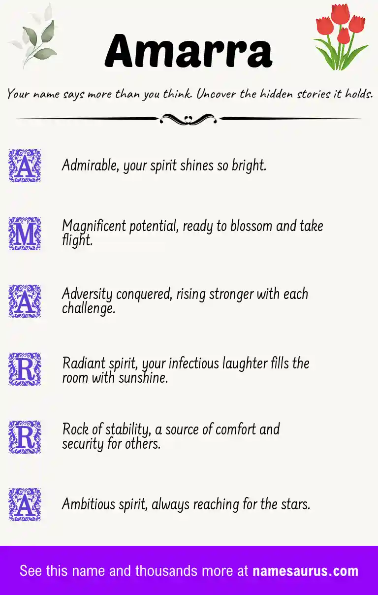 Acrostic poem about Amarra.