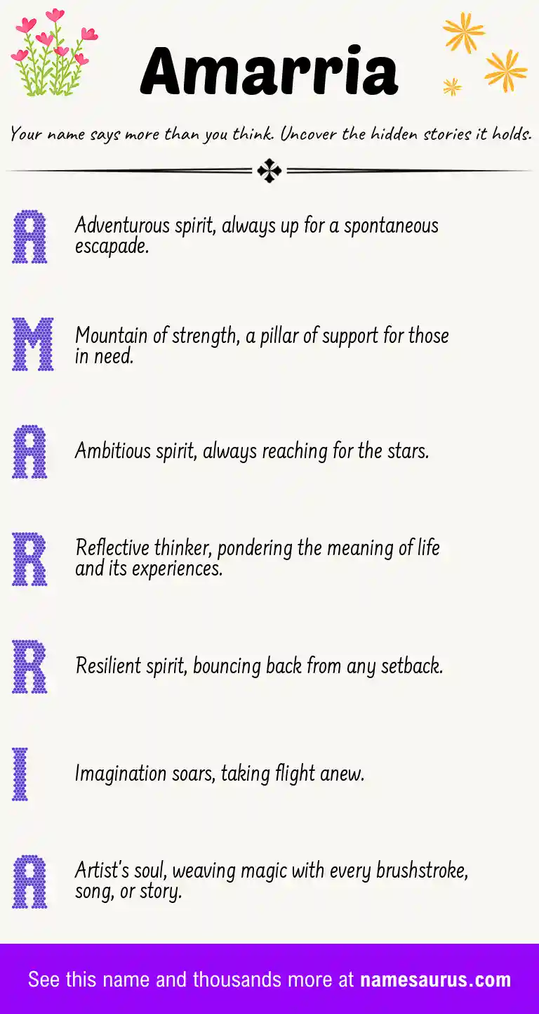 Acrostic poem about Amarria.