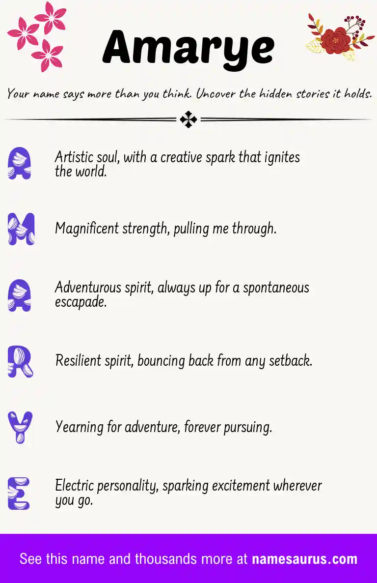 Acrostic poem about Amarye.