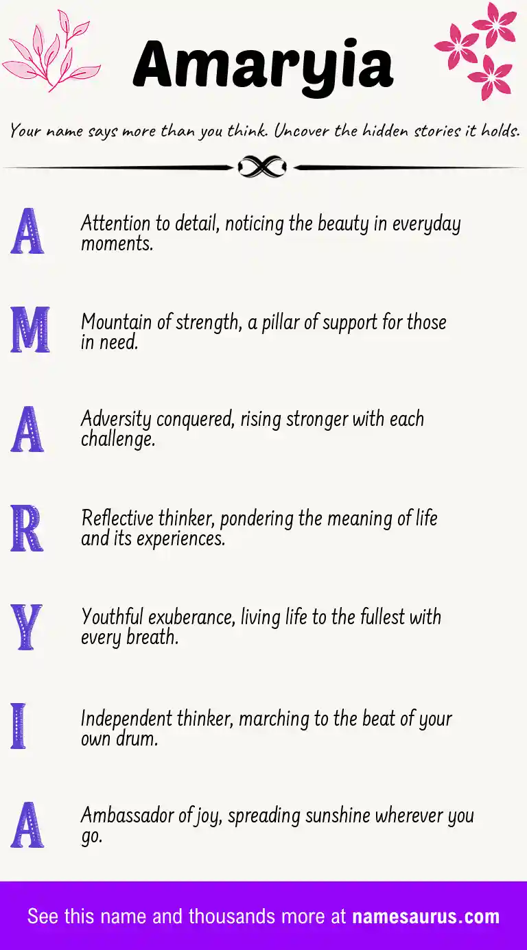 Acrostic poem about Amaryia.