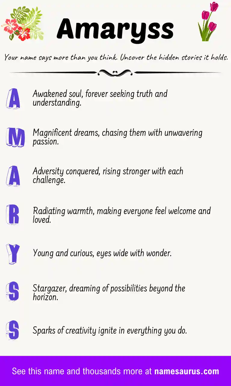 Acrostic poem about Amaryss.