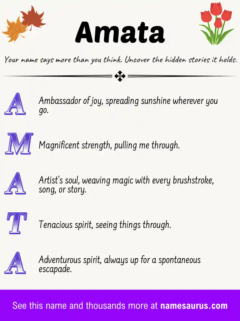 Acrostic poem about Amata.