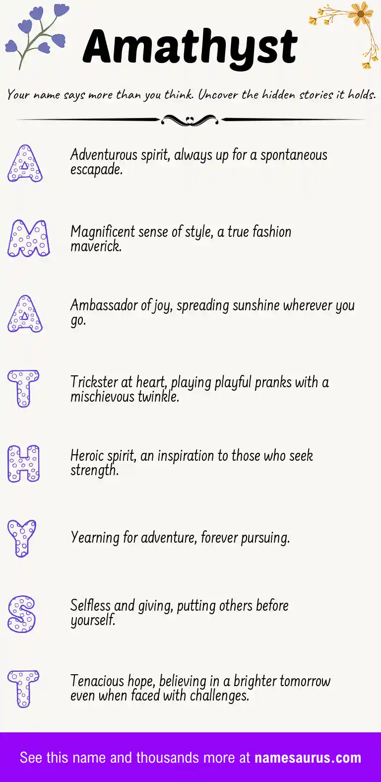 Acrostic poem about Amathyst.