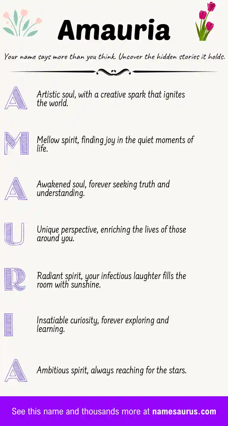 Acrostic poem about Amauria.