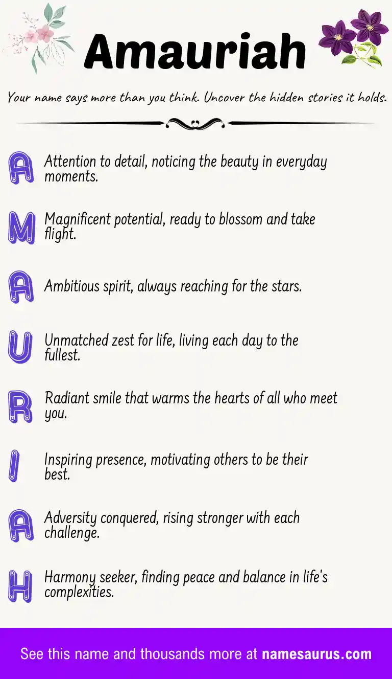Acrostic poem about Amauriah.