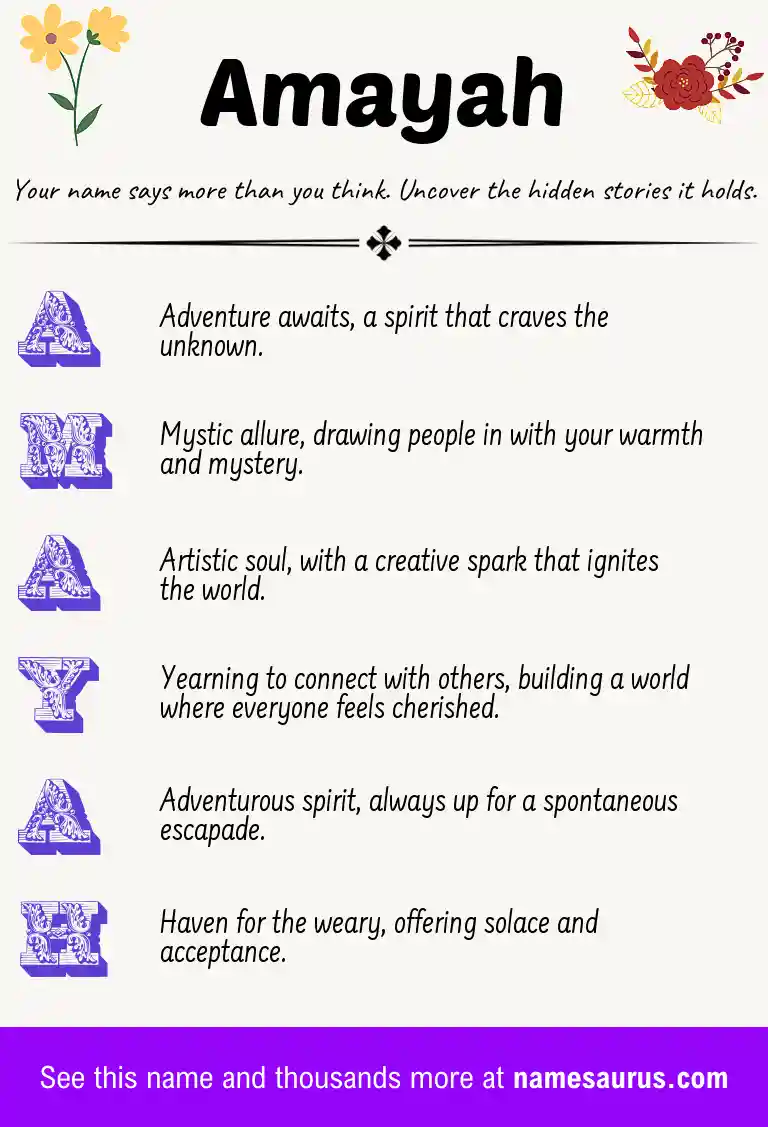 Acrostic poem about Amayah.