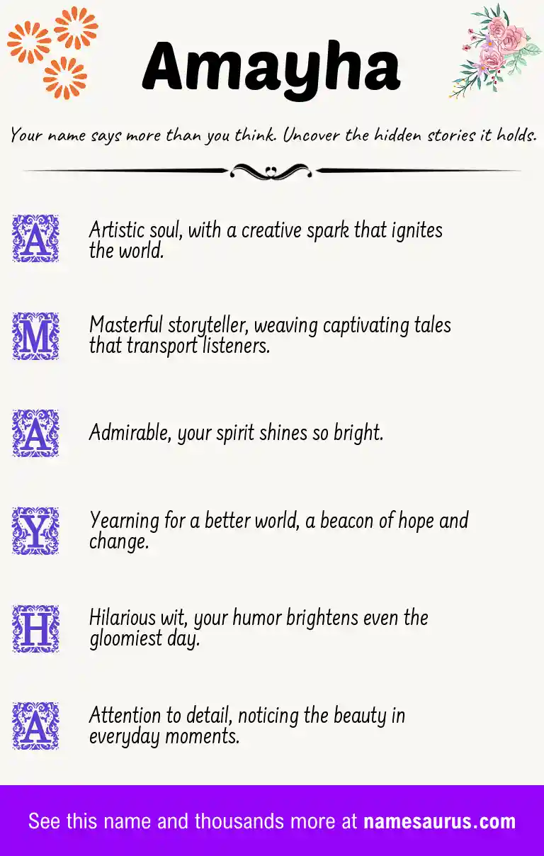 Acrostic poem about Amayha.