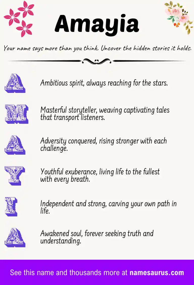 Acrostic poem about Amayia.