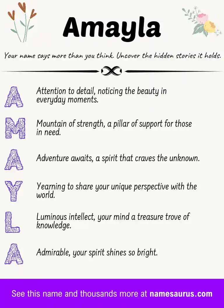 Acrostic poem about Amayla.