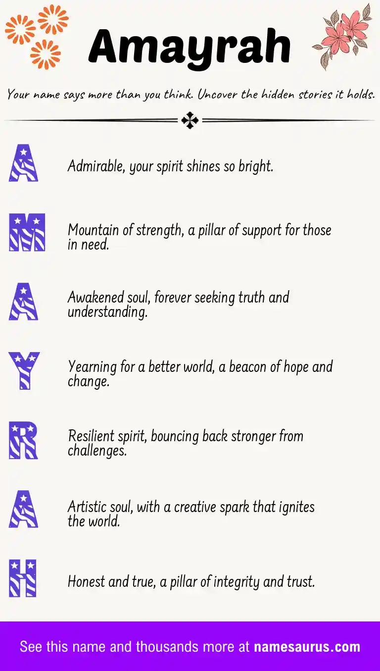 Acrostic poem about Amayrah.
