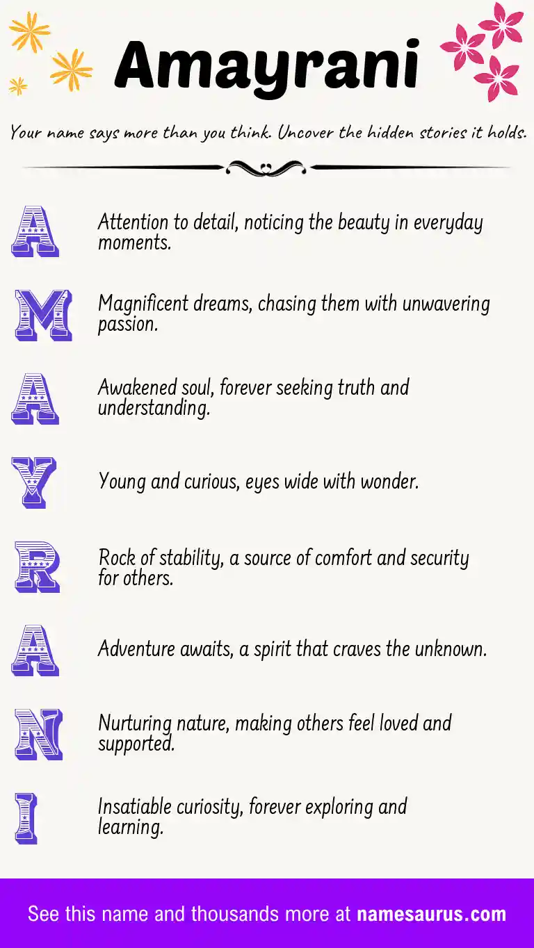 Acrostic poem about Amayrani.