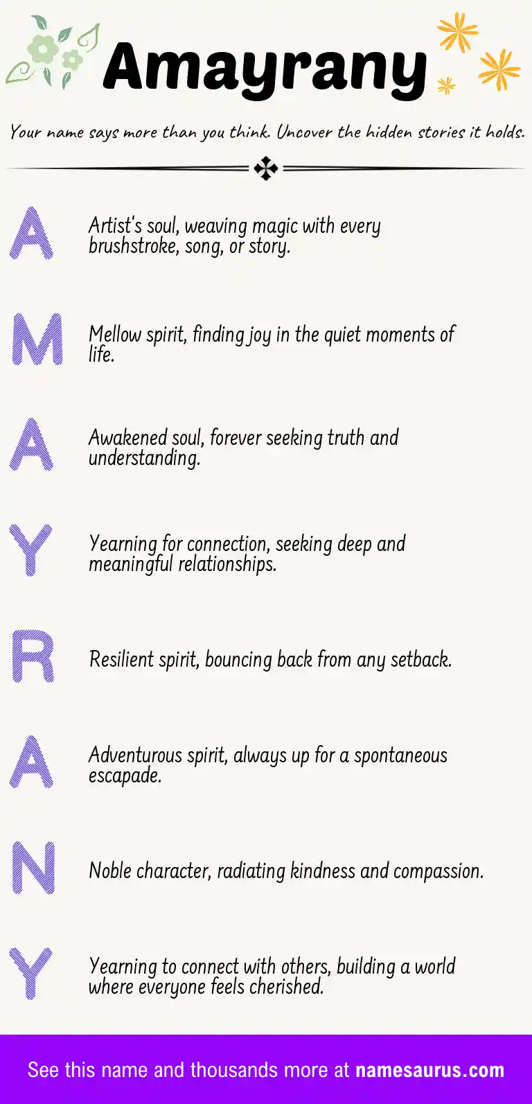 Acrostic poem about Amayrany.