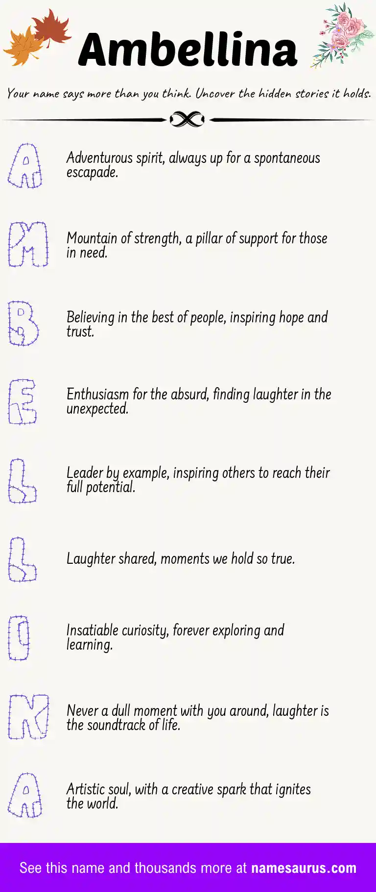 Acrostic poem about Ambellina.