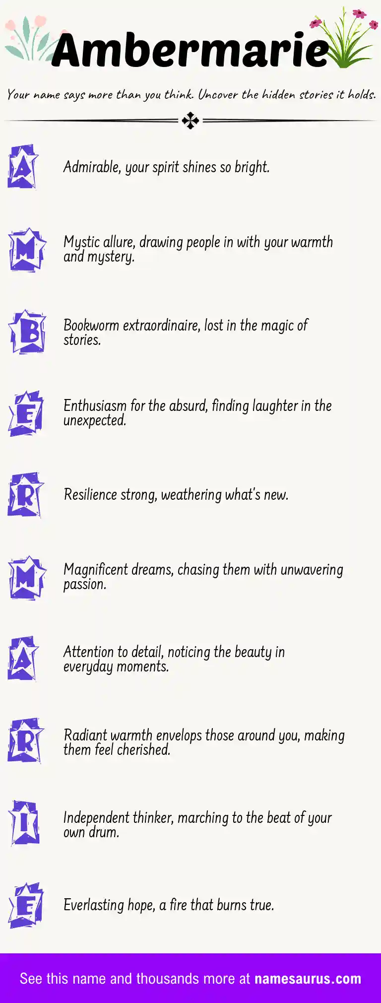 Acrostic poem about Ambermarie.