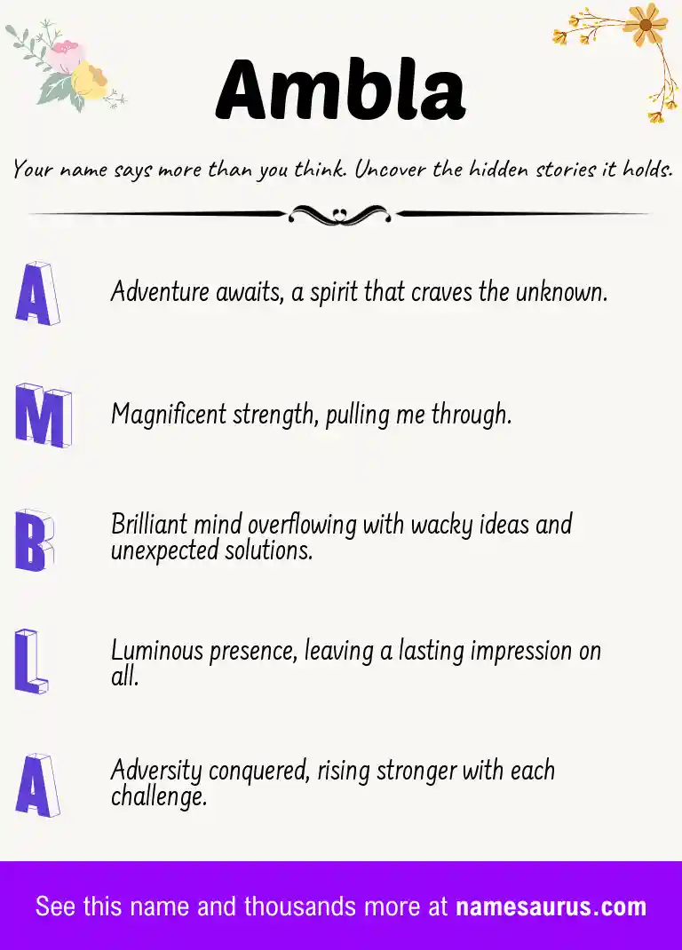 Acrostic poem about Ambla.