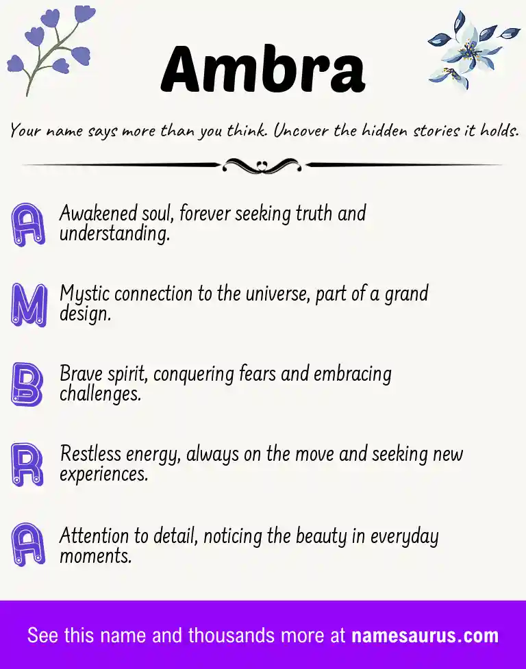 Acrostic poem about Ambra.