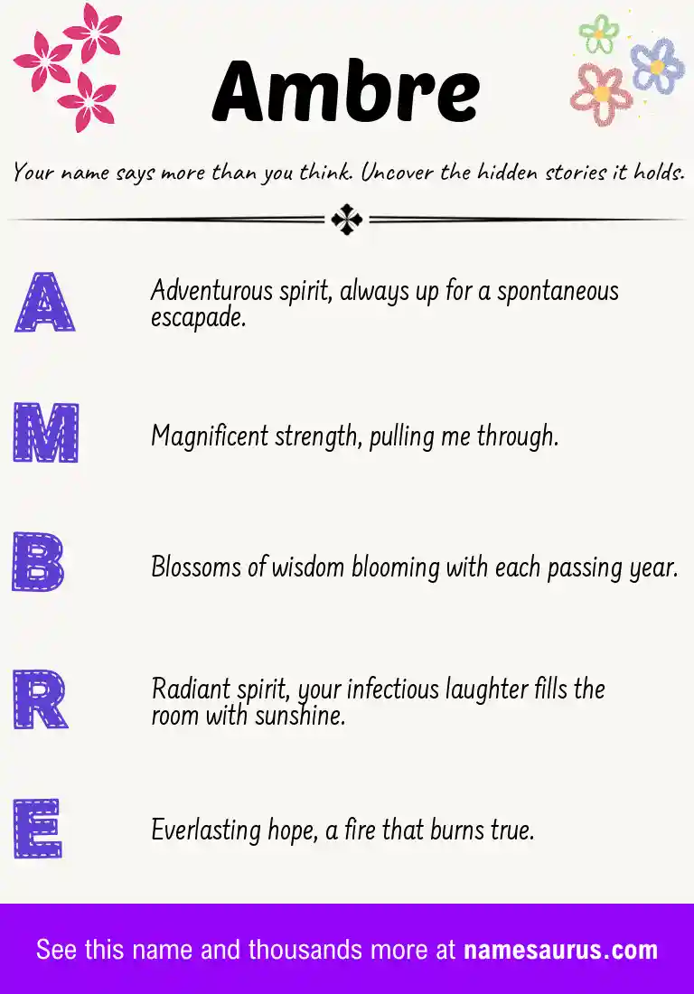 Acrostic poem about Ambre.