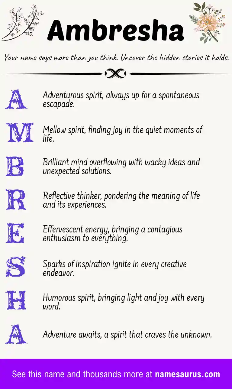 Acrostic poem about Ambresha.