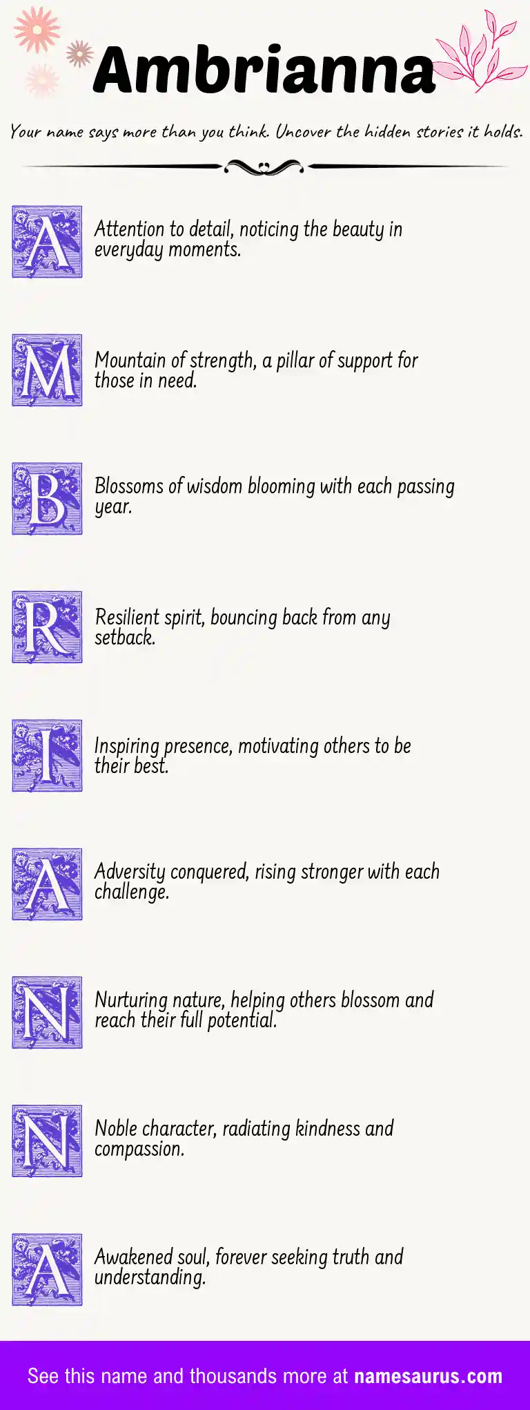 Acrostic poem about Ambrianna.